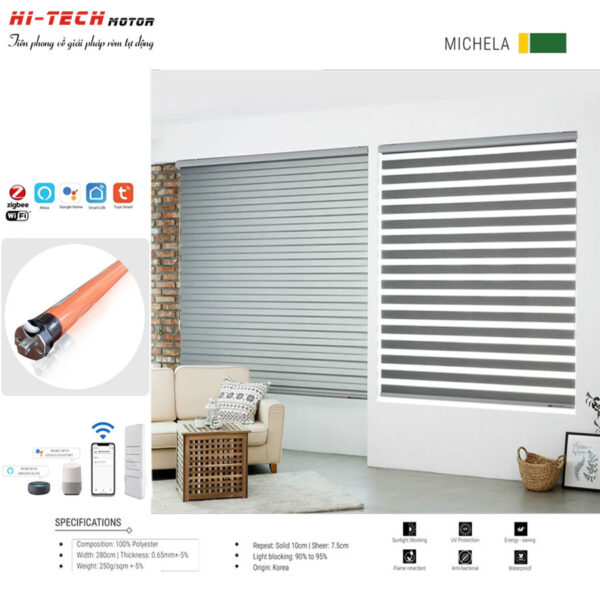 Rèm cầu vồng tự động mã Michella | Động Cơ Rèm Cuốn AT35SL