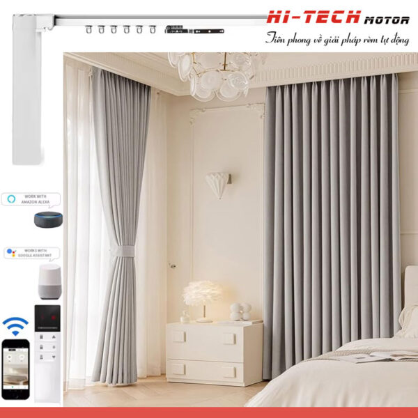 Rèm vải tự động mã RV01 | Động cơ rèm Ecotrack Wifi