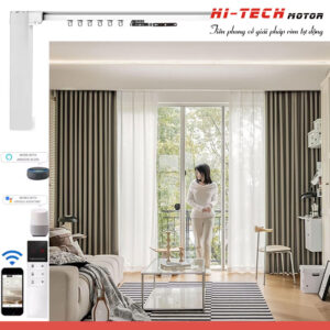 Rèm vải tự động đẹp RV10 | Vải Hàn Quốc | Động cơ rèm IH80 Wifi