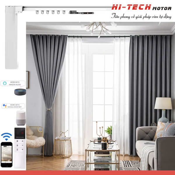 Rèm vải tự động đẹp 22 | Vải Hàn Quốc | Động cơ rèm AM50