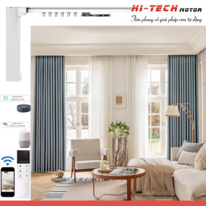 Rèm vải tự động đẹp RV24 | Vải Hàn Quốc | Động cơ rèm HN89-E