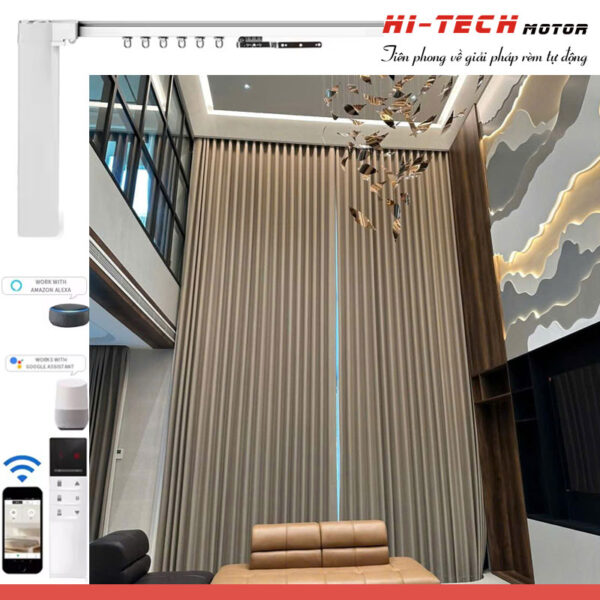 Rèm vải tự động đẹp RV26 | Vải Hàn Quốc | Động cơ rèm AM68
