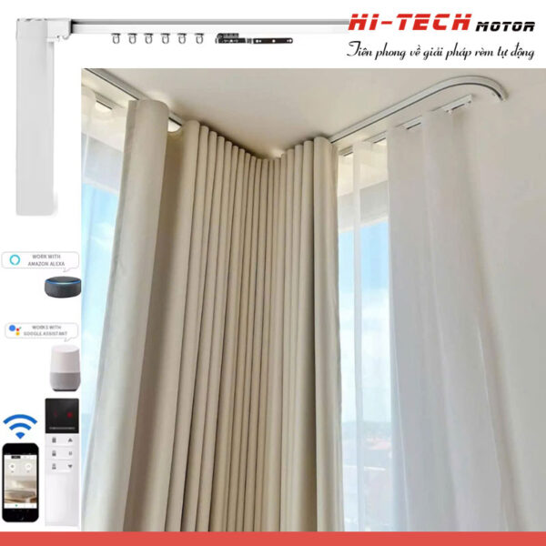 Rèm vải tự động đẹp RV31| Vải Hàn Quốc | Động cơ rèm HN89-E