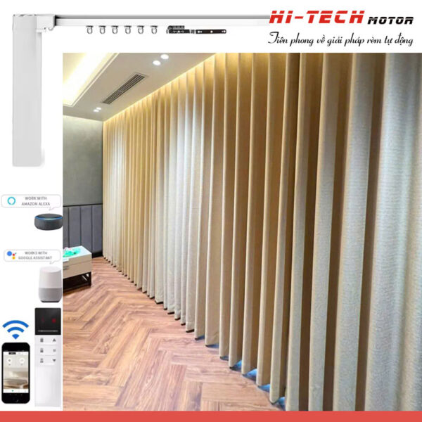 Rèm vải tự động đẹp RV33 | Vải Hàn Quốc | Động cơ rèm AM68