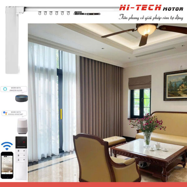 Rèm vải tự động đẹp RV34 | Động cơ rèm Ecotrack Basic