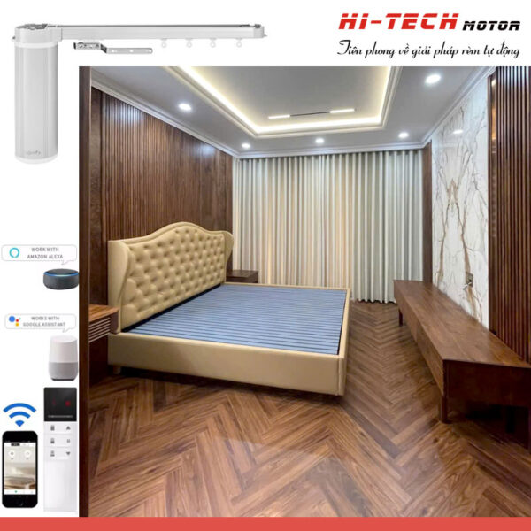 Rèm vải tự động đẹp RV40 | Vải Hàn Quốc | Động cơ rèm AM68