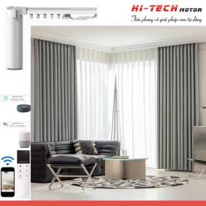 Rèm vải tự động đẹp RV39| Vải Hàn Quốc | Động cơ rèm IH80 Pro Wifi