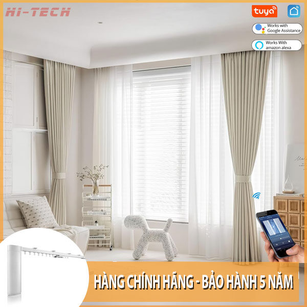 Rèm vải tự động đẹp RV19 | Vải Hàn Quốc | Động cơ rèm AM68