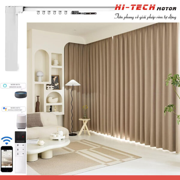 Rèm vải tự động đẹp RV07 | Động cơ rèm Ecotrack Wifi