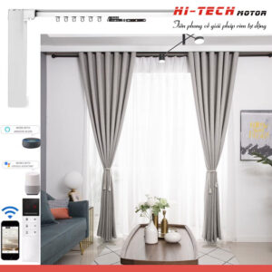 Rèm vải tự động đẹp RV09 | Vải Hàn Quốc | Động cơ rèm AM50